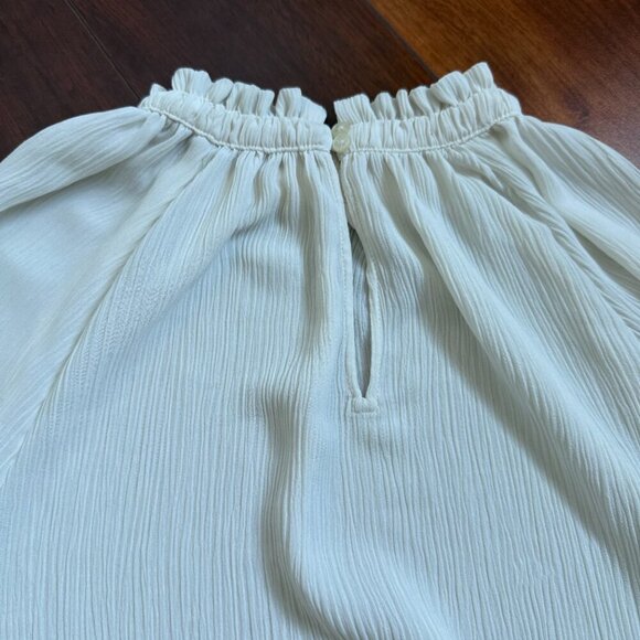 LOFT mock neck long sleeve flowy cream blouse size small - Picture 5 of 6